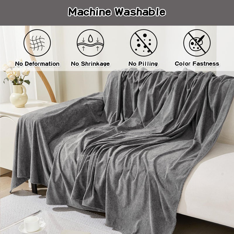 MEETSKY Couch Cover for 2 Cushion Couch  Couch Covers for Dogs Washable Cat Scratch Proof Sectional Love Seat Covers L Shaped Soft Couch Furniture Protector for Pets  71"" x 118""  Grey - Image 3